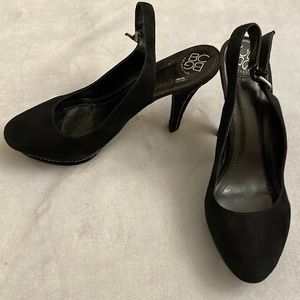 BCBG Black Velvety Sling Back Heals Size 8-1/2